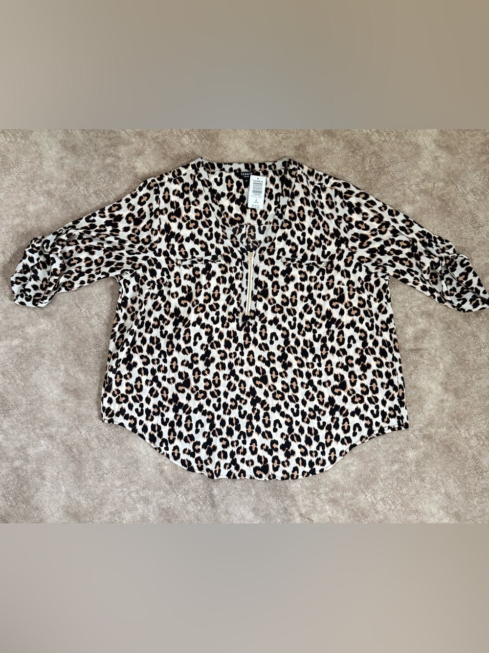 Torrid Harper Leopard Print‎ Zip Front Blouse 2X NWT